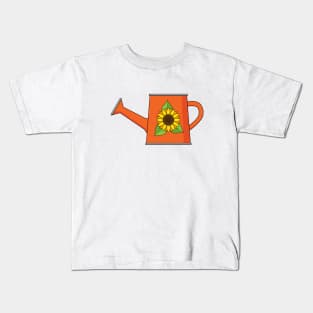 Orange Watering Can with Sunflower Kids T-Shirt